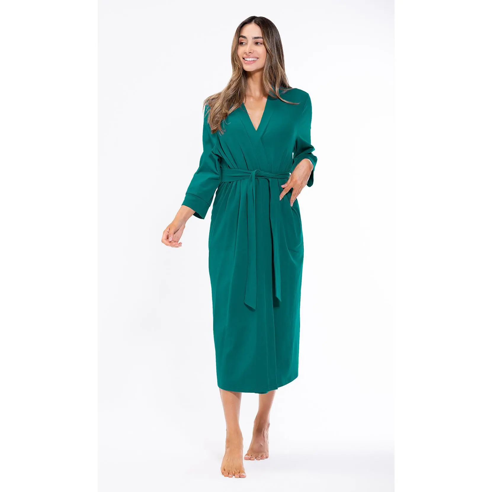 Turquaz Turkish Cotton Knit Kimono Bathrobe Women Soft Lightweight