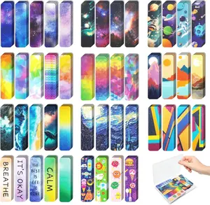 96 Sensory Stickers with Storage Box – Anxiety Relief Strips, Dual-Textured Fidget Stickers for Office, Stress Relief Scrapbook Decoration