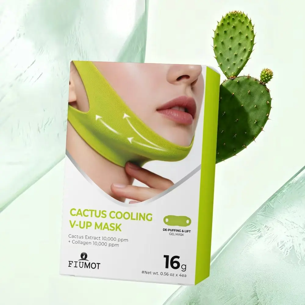 Cactus Cooling V-Shape Lifting Mask, Double Chin Reducer & Jawline Tightener, Ear Hanging Sculpting Band, Collagen Facial Sheet Mask, Jawline Tightening Mask, Beauty Products