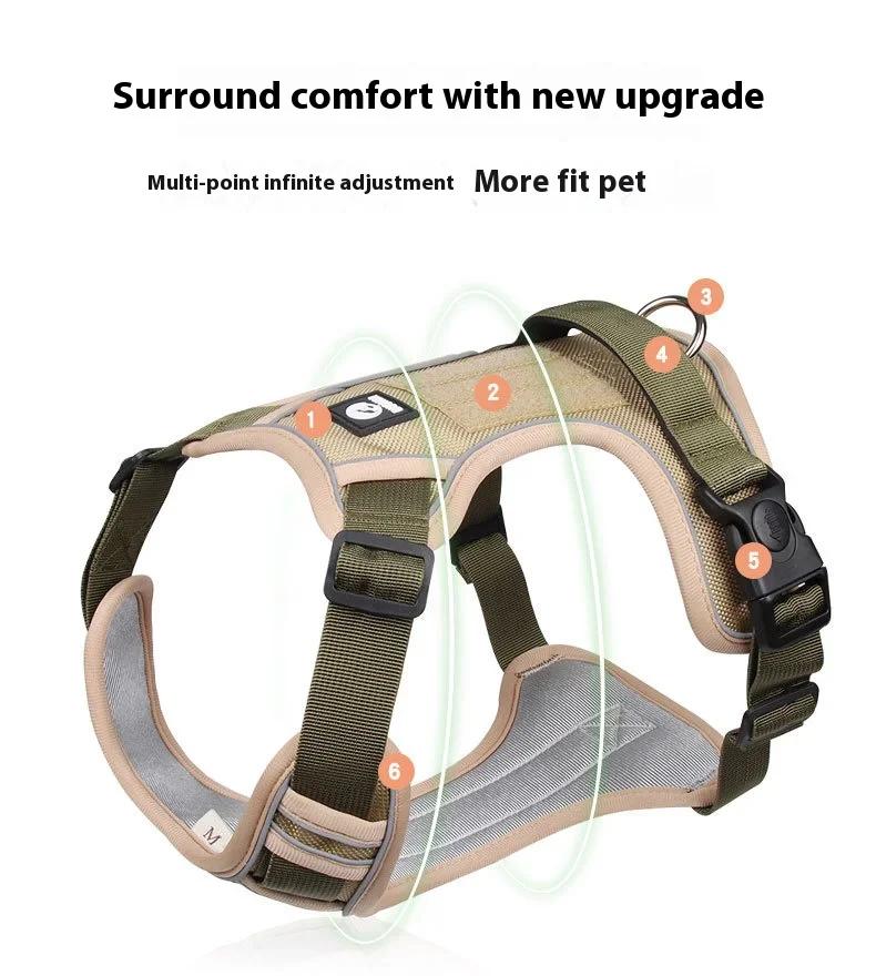Reflective Adjustable Dog Harness for Medium Large Dog Labrador Army Oxford Cloth Training Vest Walk The Dog Comfortable Durable