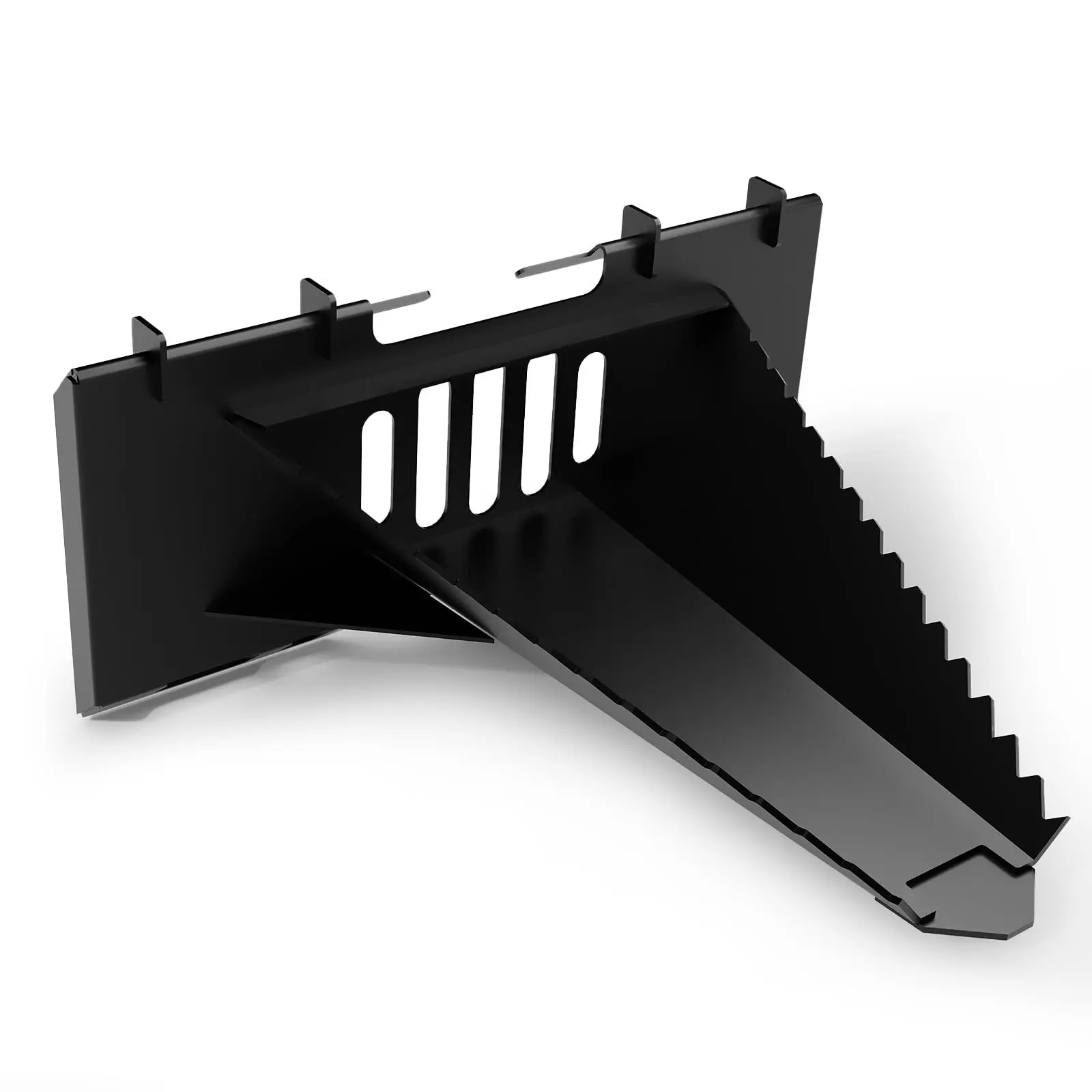 Economy Grade Stump Bucket Attachment, Universal Skid Steer Quick Tach System, Serrated Front Edge, Heavy-Duty Tree Scoop Digger for Small Stump Clearing and Light Root Removal Work