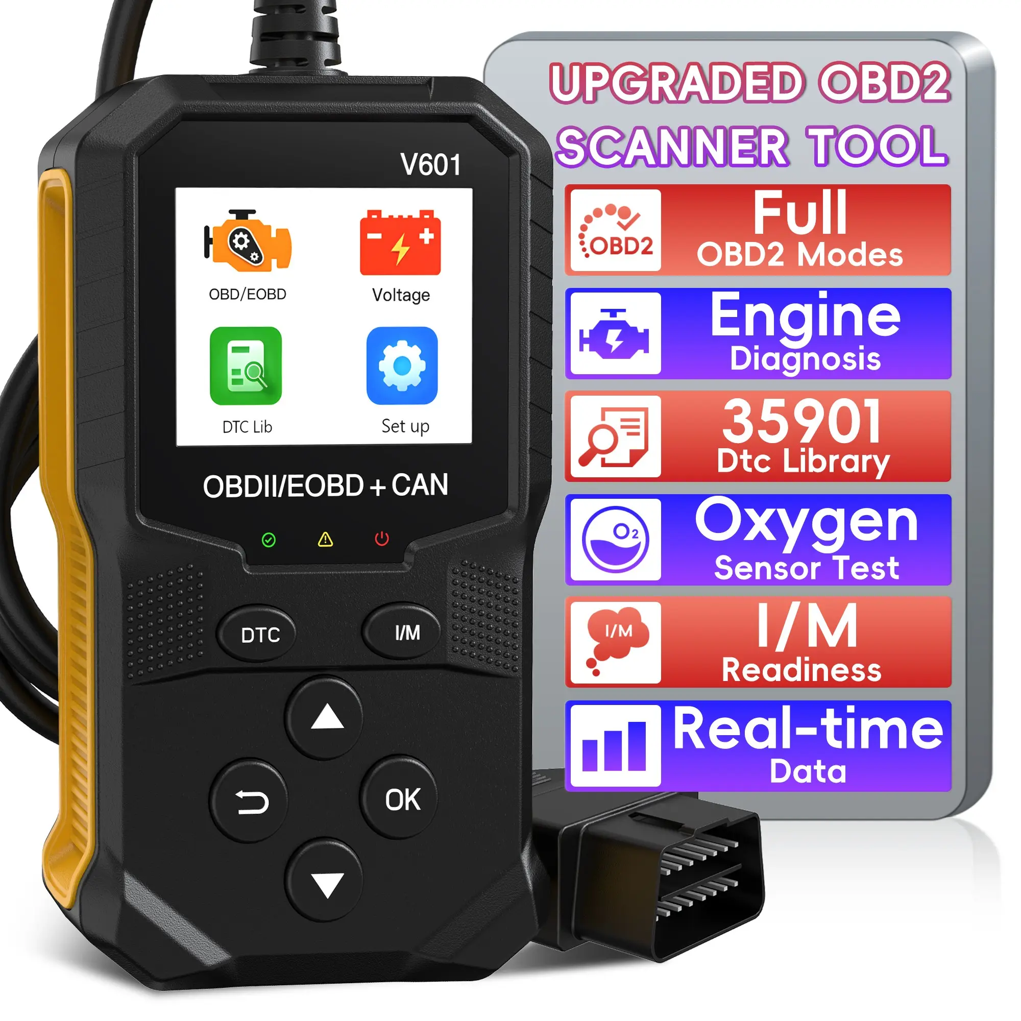 Professional Obd2 Scanner Diagnostic Tool, Engine Code Reader, Eobd/obdii Scan Tool, Real-Time Data Monitoring, Cloud Print, Car Diagnostic Scanner, for Vehicles 1996+