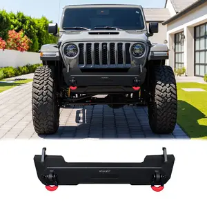 TIOYAR Front Bumper Black Texture for 2007-2025 Jeep Wrangler JK/JL & Gladiator JT with Winch Plate&2 4.75T D-Rings