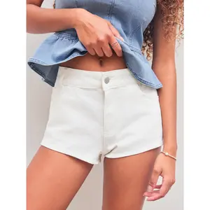 Cider [size 0-10] Stretch Denim Low Rise Solid Micro Shorts Dealsforyou