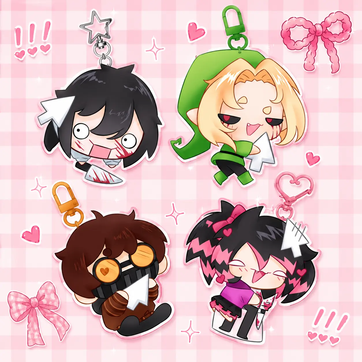 CREEPYPASTA Keychain: Nina The Killer, Ticci Toby, Jeff The Killer Acrylic Charms - Cute, Durable, And Perfect For Bags, Keys, Or Gifts. Great For Daily Use Or As Thoughtful Little Gifts For Your Friends And Yourself.