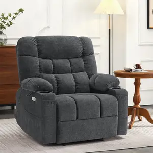 Dual Motor Power Lift Recliner Chair with Massage and Lumbar&seat Heating for Elderly, Lay-Flat for Sleeping, Extra Wide for Big and Tall, Fabric R7070