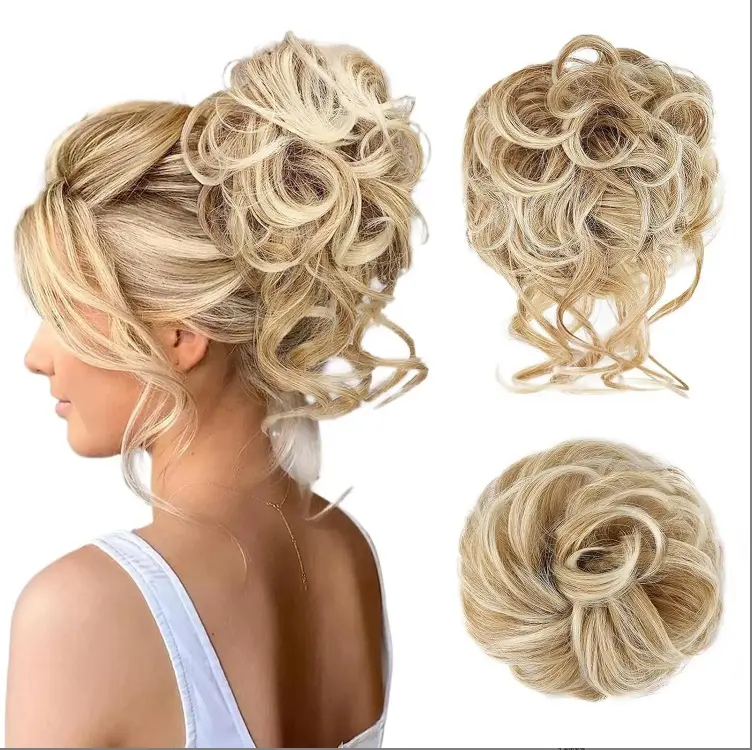 Vigorous Messy Bun Hair Piece for Women - 1PCS/2PCS Synthetic Hair Pieces with Tousled Updo Hair Buns & Wavy Curly Texture Scrunchies Chignon Ponytail  - Easy to Wear & Versatile for Daily Use Hair Weave