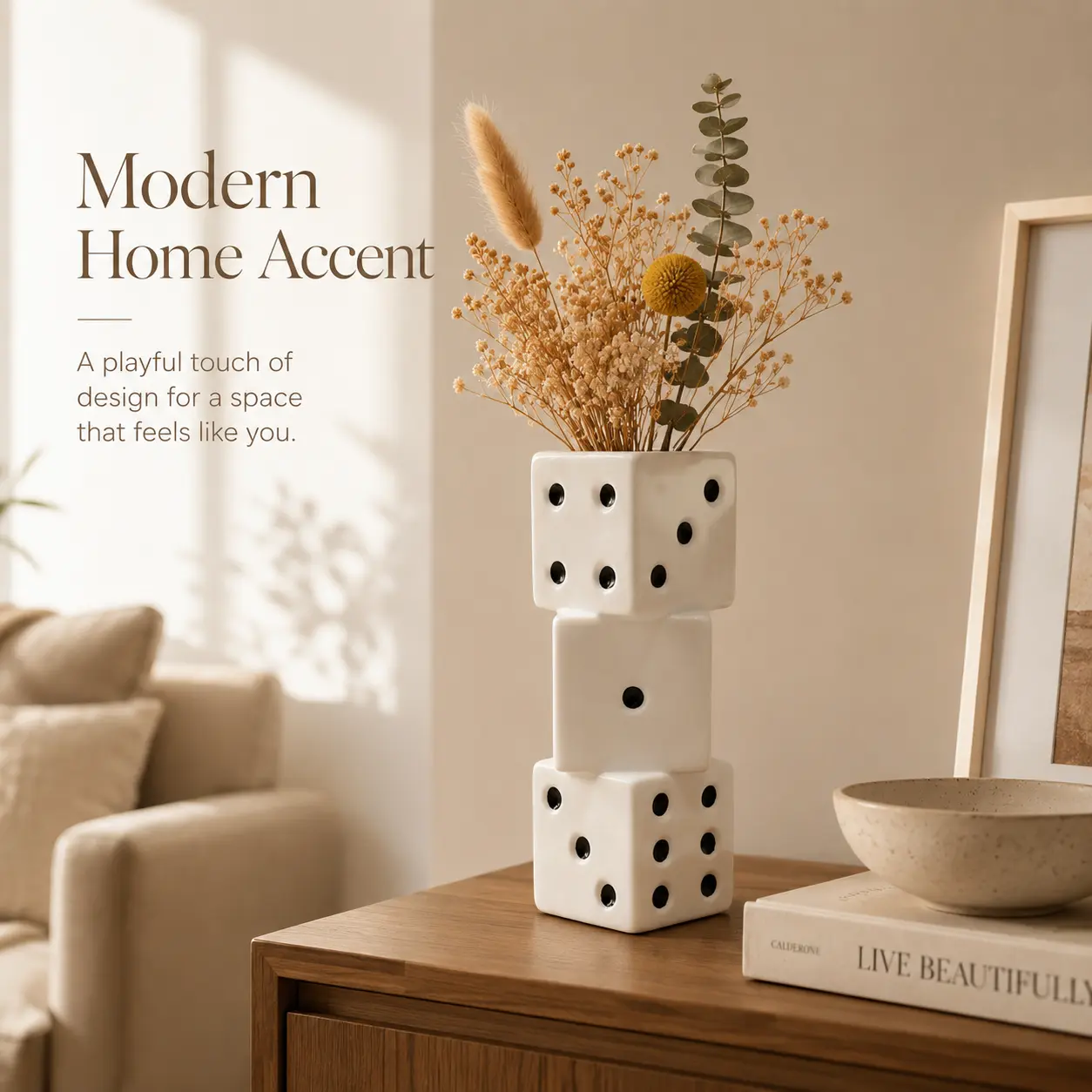 6.10-in Unique Resin Decorative Vase - Modern Indoor Home Decor Accessory, Ideal Gift for Living Room, Perfect for Décor Enthusiasts, Unique Look