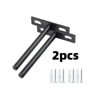 T-Type Hidden Shelf Support Set (2 Pieces), Invisible Hanging Shelf Bracket, Reinforced Concealed Bookshelf Mount, Ideal for Living Room, Kitchen, Bathroom