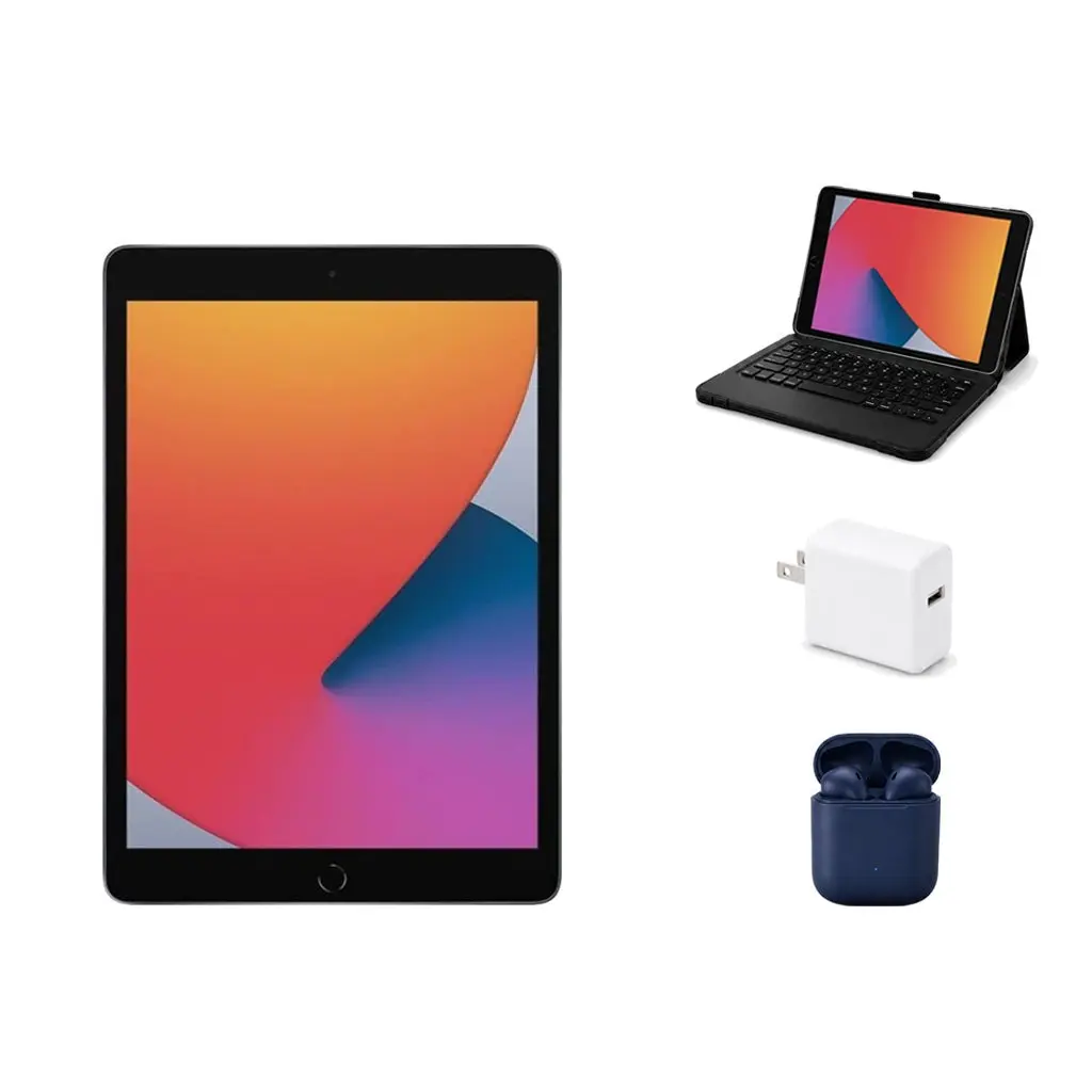 Refurbished 10.2" 7th Gen 32GB Wi-Fi Space Gray Tablet (Excellent Condition, Chip, Screen, Rear Protection Device) + ZAGG Rugged Pro Connect Keyboard Case + InPod Headphones + Charger