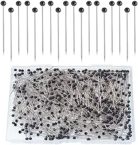1.5-Inch Straight Stainless Steel Glass Ball Head Sewing Pins, 500 Pcs Black Sewing Tools for Fabric Quilting, Jewelry DIY, Seamless Stitching Craft Supplies