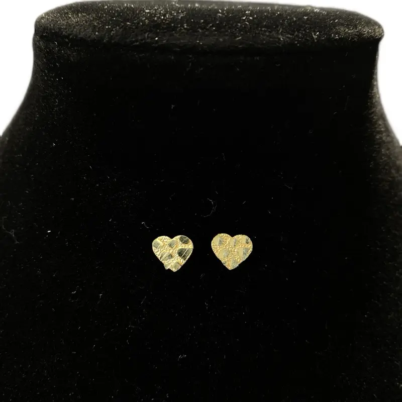 Heart Nugget Earrings 10 Karat Solid Gold Pushback 6 millimeters! Perfect for every day wear!