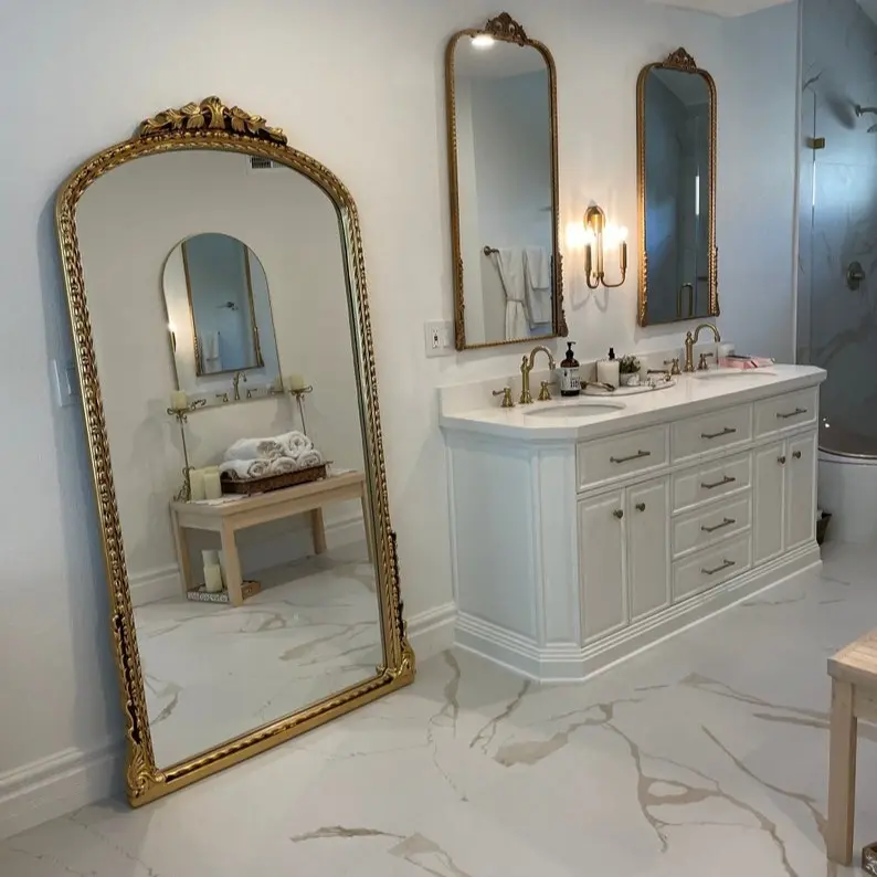 Anthropologie Mirror Home Decor, Oversize Gold Frame Mirror Farmhouse Decor, Ornate Baroque Mirror, Aesthetic Decor Full Lenght Floor Mirror