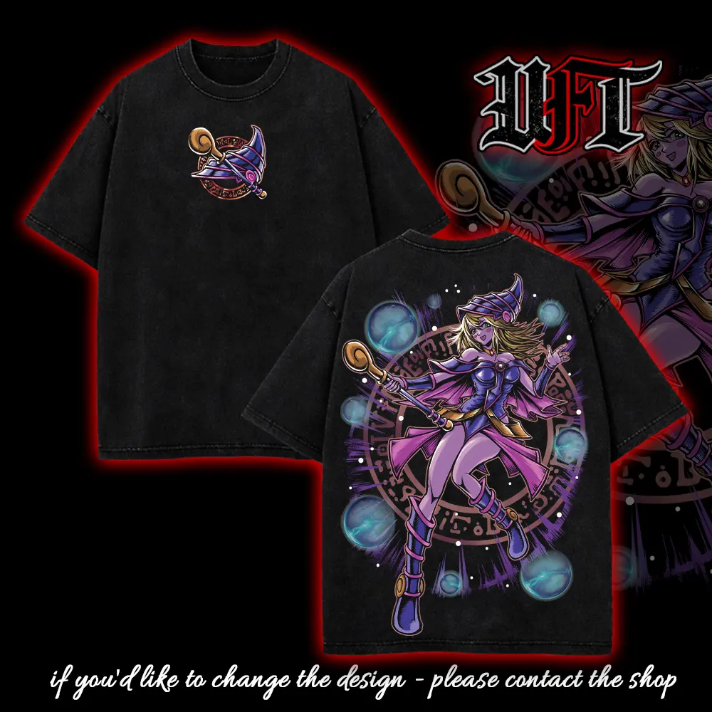 Dark magician girl student v4 yugioh yugioh waifu duel monster anime game movie 2 sided washed tshirt graphic tees hoodie menswear