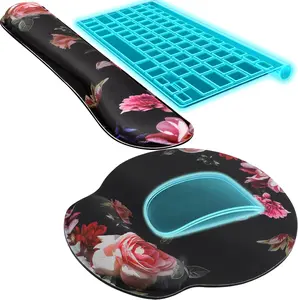KTRIO Ergonomic Keyboard Wrist Rest and Mouse Pad with Wrist Rest Set, Memory Foam Wrist Support for Typing, Gaming, Office and Home Use