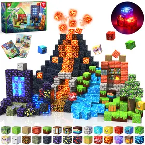 Magnetic Blocks-150PCS Magnetic Building,Portal Dinosaur Red Brick，Light Up Magnet Cubes, STEM Montessori Sensory Toys for Kids Boys Girls Ages 4-8 Christmas Birthday Gifts Multifunction