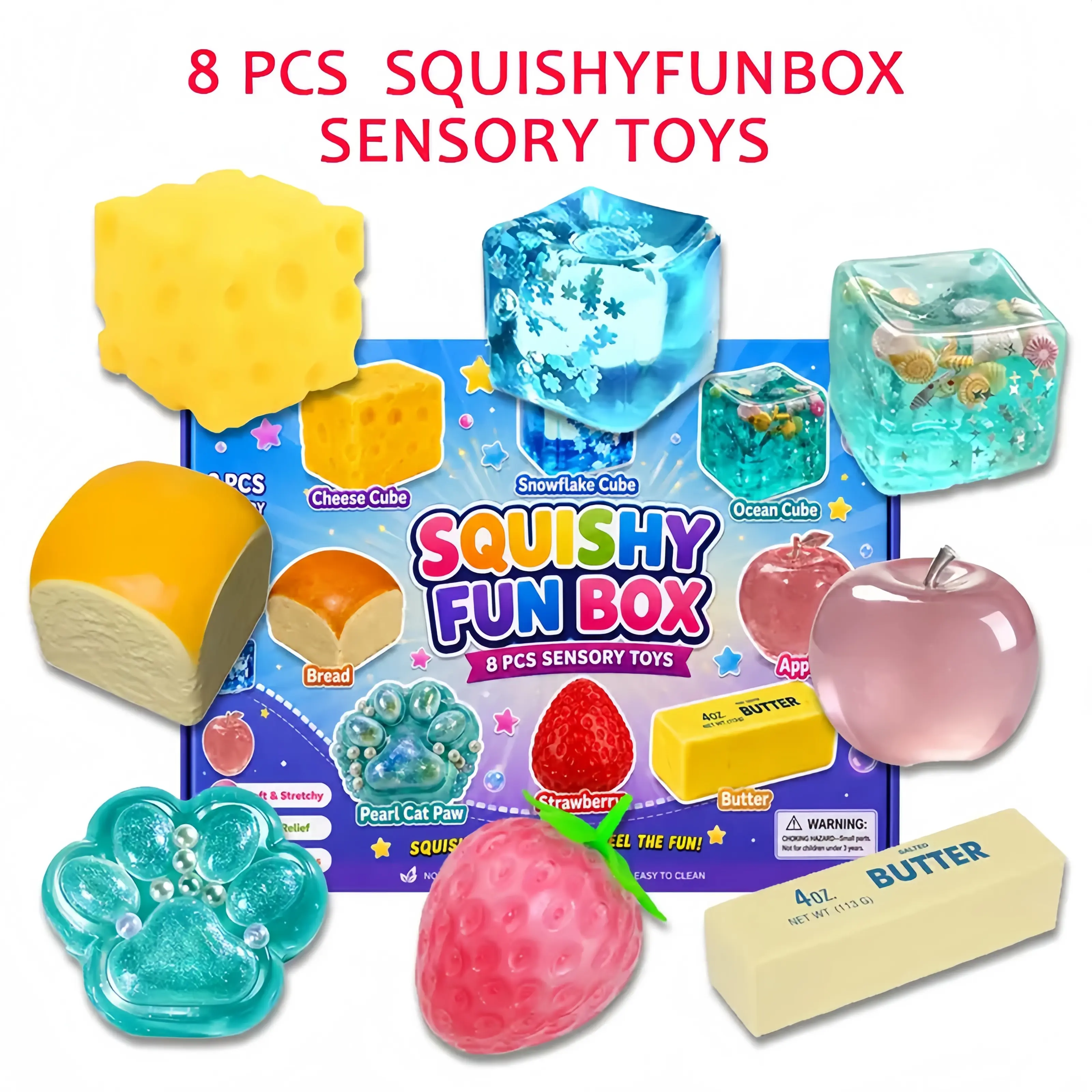 8-Piece Malt Sugar Unisex Sensory Products Bundle - Slow Return Assorted Collectible Squishies, Relaxation No Battery Needed Fidget Toys, Creative Party Gift for Kids Adults (Summerwins Mid-Year Sale)