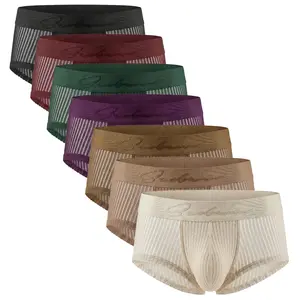 SEOBEAN Men's Performance Mesh Boxer Briefs 7/5/3Packs, Quick-Dry Stretch Trunks with Breathable Striped Mesh, Contoured Support Pouch and Wide Comfort Waistband-250218