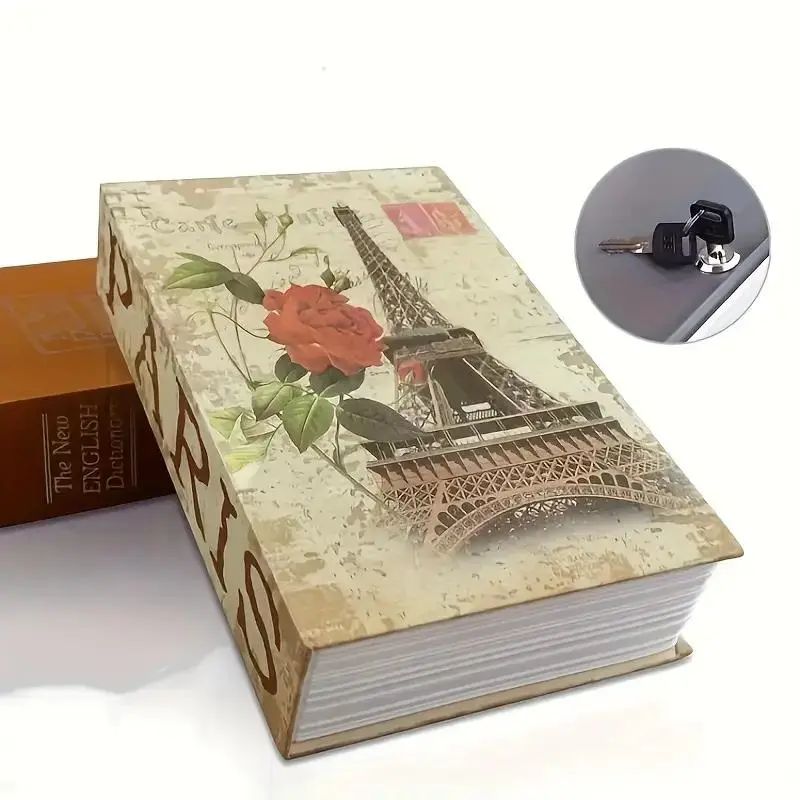 Hidden Metal Storage Box with Key Lock, Multipurpose Book Safe for Home & Office, Hidden Safebox, Security Safe Box, Ideal for Coins, Jewelry, Passport, Watch Valuables, Vault Safe Box
