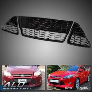Fit For 12-14 Ford Focus Front Bumper Lower Grille Grills Honeycombed 3Pcs