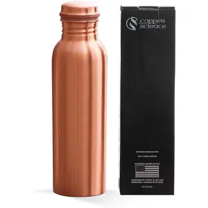 Pure Copper Water Bottle – 34Oz (1000 ml) – Handcrafted Smooth Finish Design, Leak-Proof – 100% Pure Copper Ayurvedic Metal Water Bottle for Benefits & Wellness