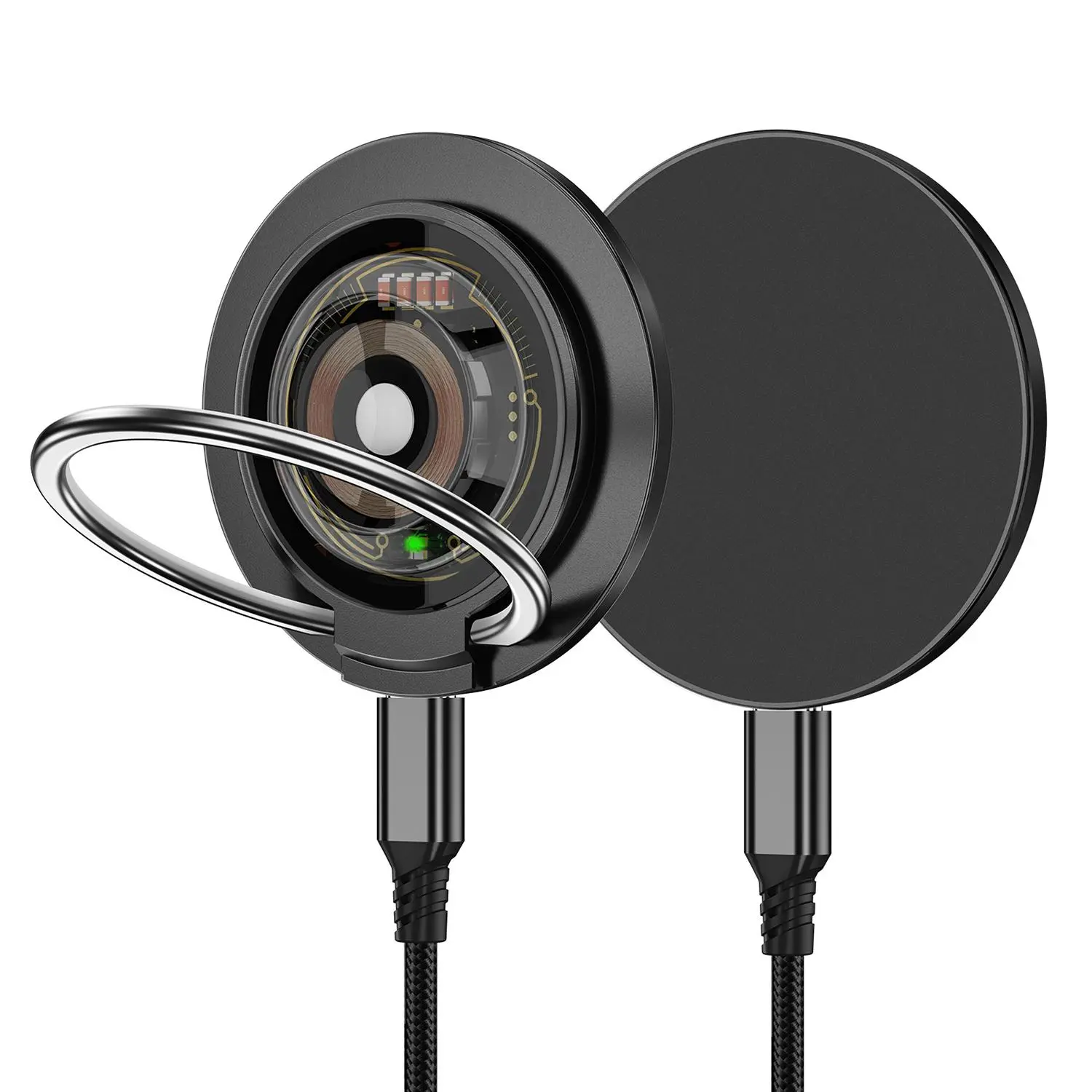 Magnetic Wireless Charging Ring Holder, Fast Charging Adjustable Phone Stand, For Desk Travel Office, Compatible with MagSafe iPhone
