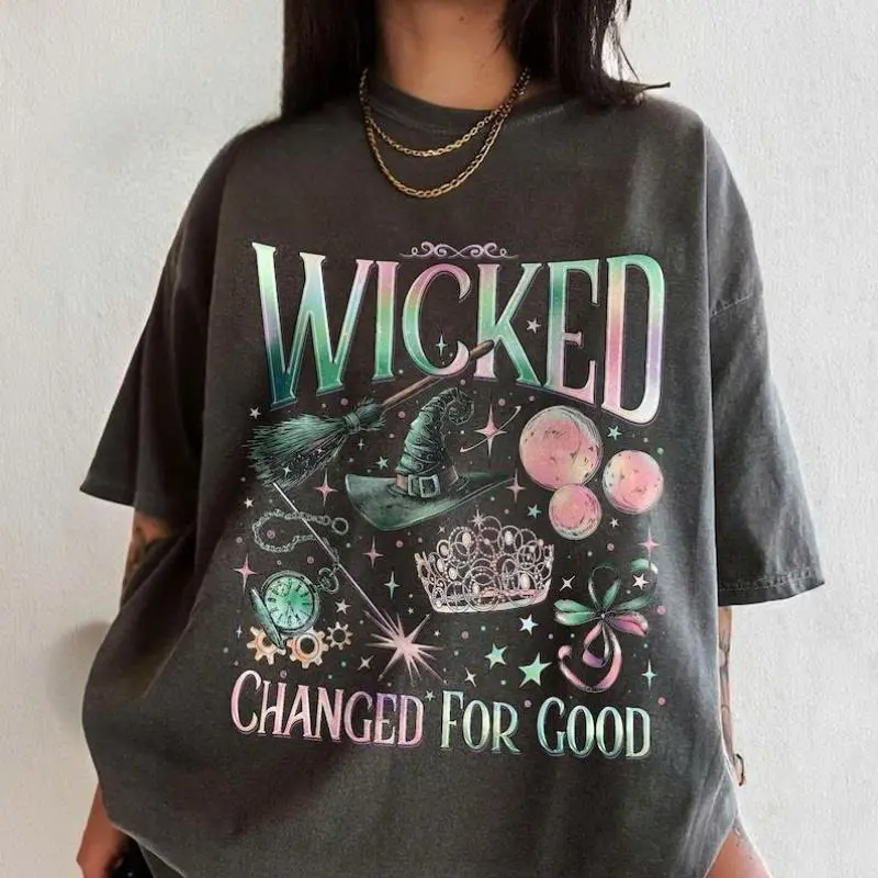 Vintage Wicked Change For Good T-shirt, Defy Gravity Broomstick Magic Wand Tee, Wizard Movie Fan Shirt, Wicked Musical Fan Gift