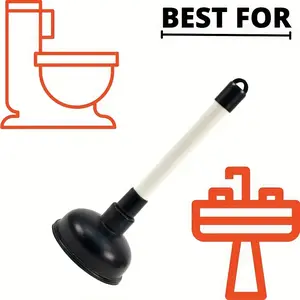Heavy Duty Toilet Plunger with Extended Reach - 9-Inch Handle, Strong Suction Cup Base, Durable Plumbing Cleaner for Bathroom, Kitchen, Sink, Toilet - Easy-to-Clean Plumbing Tool for Home &, Sink Unclogger