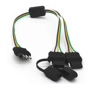 4 Way Y-Splitter Plug Universal for Tailgate Light Bar and Trailer Lights Plug & Play Easy Installation Adapter Extension Harness Wiring Plug 4 Pin Connectors (1) (1) Durable Connectors