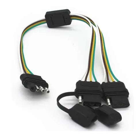 4 Way Y-Splitter Plug Universal for Tailgate Light Bar and Trailer Lights Plug & Play Adapter Extension Harness Wiring Plug 4 Pin Connectors (1) (1) Durable Connectors Connection
