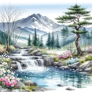 Mountain and Waterfall Pattern DIY Diamond Arts Colorful Painting Kit without Frame, DIY 5D Diamond Arts Colorful Painting Kit, Wall Art Decor for Home