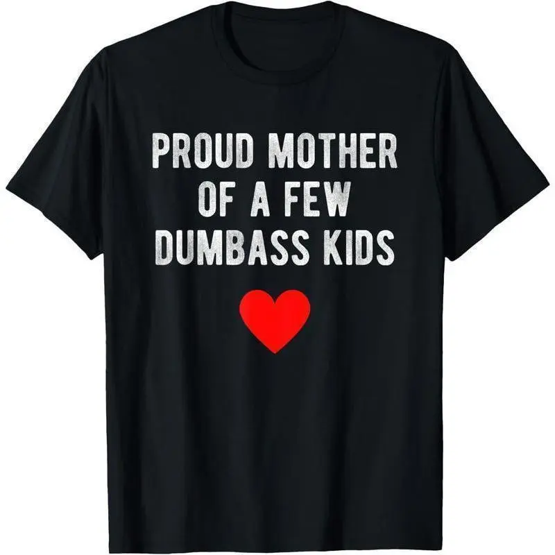 Unisex Short-Sleeve Cotton Fabric Loose T-Shirt, Funny "Proud Mama of Tiny Chaos-Goblins" Graphic Tee, Casual Streetwear Mother's Day Gift Top, Shortsleeve, Menswear, Round Neck
