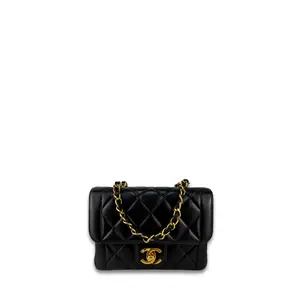 Pre-owned CHANEL lambskin Shoulder Bags Black Top Handle Mini 3680950