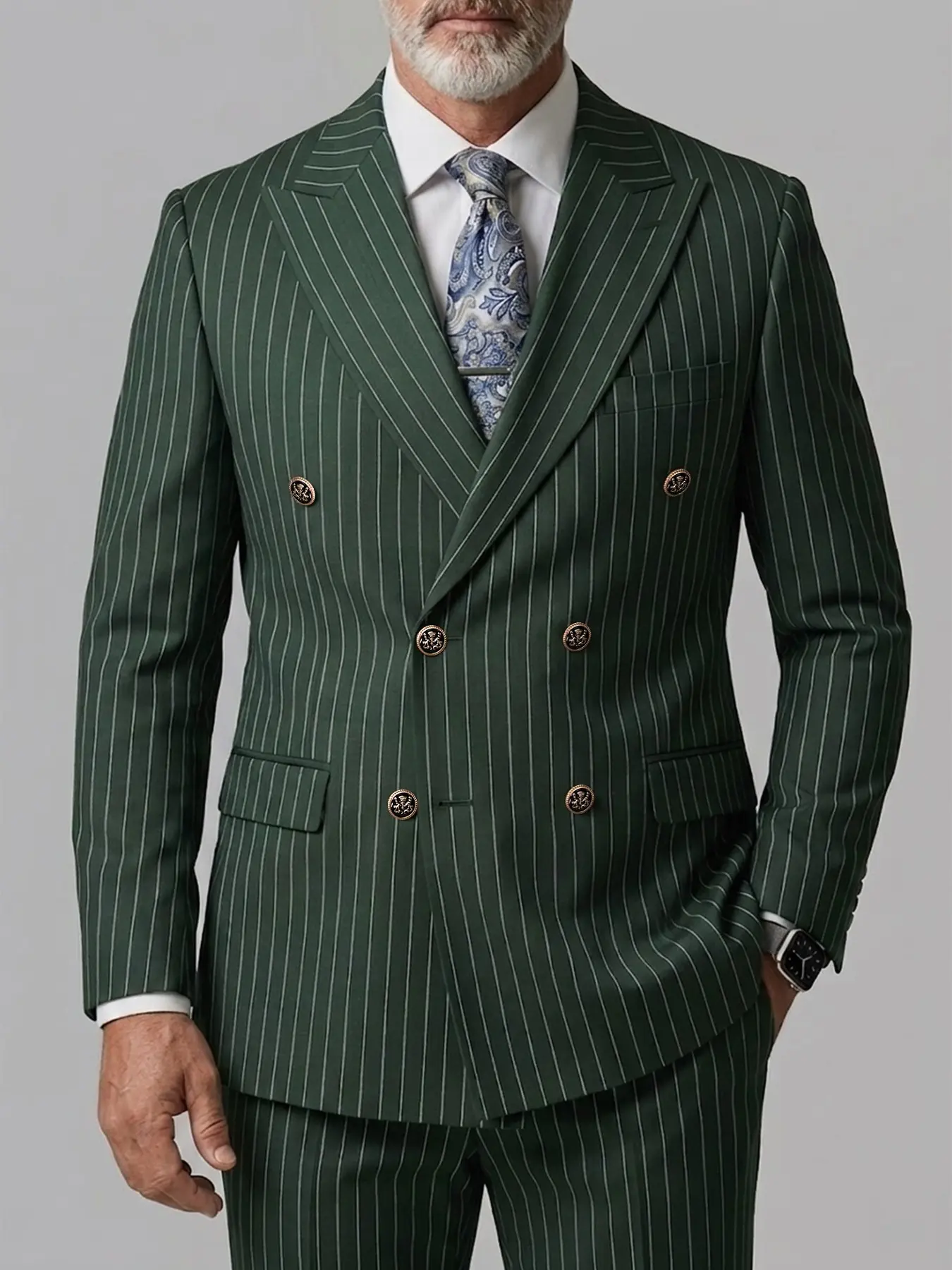 Men's 2-Piece Suit Set, Classic Striped Notch Lapel Casual Suit, Includes Pants and Jacket, Ideal for Weddings, Work, Holidays, Business Dress