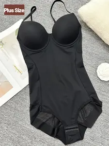 Plus Size Shapewear Bodysuit with Bra, Built in Shaper, Adjustable Straps, Tummy Control, Casual Tight Fit, All Seasons