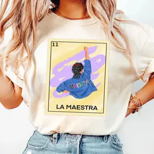 La Maestraa Lotería T Shirt, Gift For Women Her Fans, Unisex Shirt, Unisex Tee, Unisex Short Sleeve Tee Shirt Cotton Fit Top Womenswear