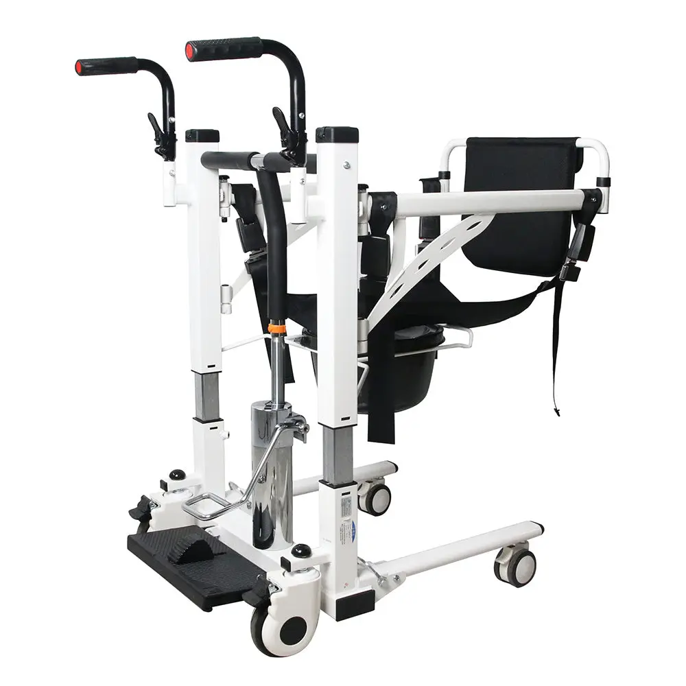 GARVEE Hydraulic Patient Transfer Lift Chair with Backrest and Commode, Adjustable Seat Height, Shower Chair, Elderly Lift-Assisted Bedside Toilet Chair for Home Use Multifunctional Transfer Wheelchair