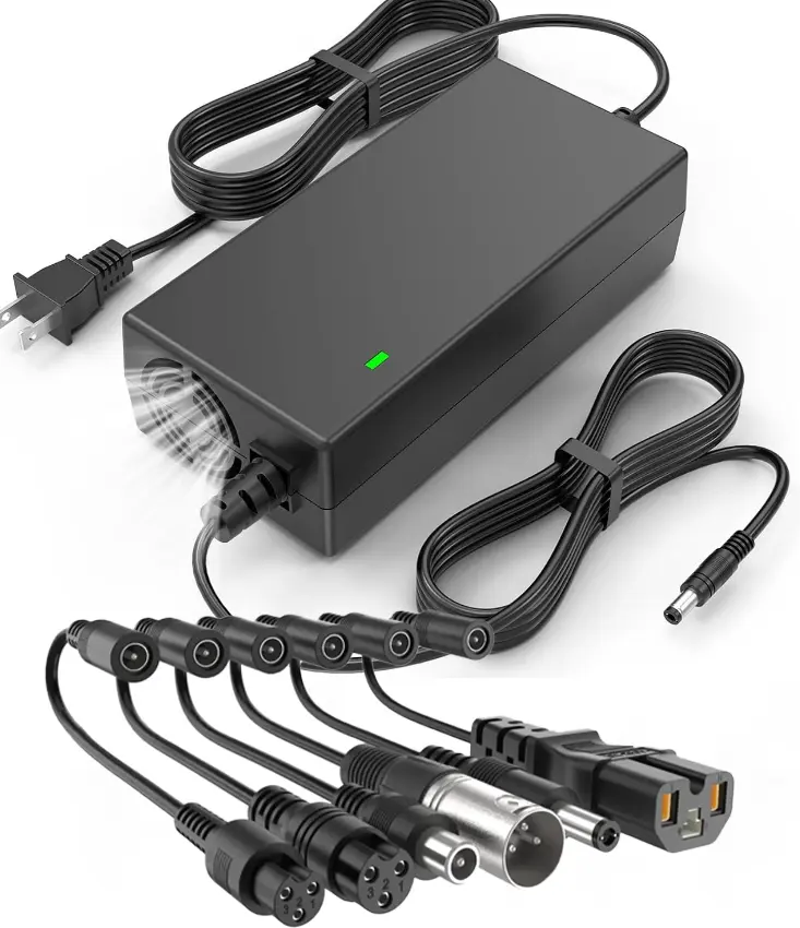 Fancy Buying Universal Ebike Charger 54.6V 2A with 7 Interchangeable Tips, Cooling Fan, LED Indicator, 8.2ft Long Cord - Black for 48V 13S Li-ion Battery Pack, Ebike Accessories