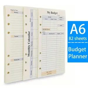 82pcs None-Dated Weekly & Monthly Planner & Budget Planner System Refill, Personal Size 6-Hole Punched For A6 Binder, Budgeting Cash Envelopes Wallet, Planner Inserts, Loose Leaf Paper,Fill in Your Budget Plan and Actual Expense, Record Schedule and TO-DO