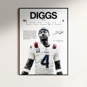 Stefon Diggs Poster, NFL Wall Print, Football , NFL Poster Print, Sports Decor, New England Patriots Poster, NFL Gift
