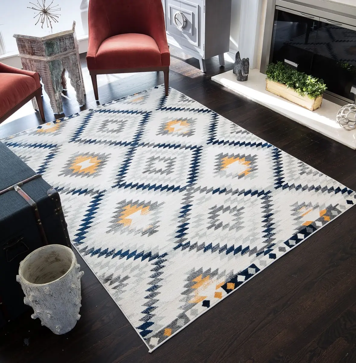 212 MAIN CosmoLiving RA30590 6x6 ft. Soleil BR30A Kilim Gold Tribal Moroccan Print Ivory Indoor Home Decor Elegant Living Room Decor Area Rug, Polypropylene, 0.5-in Pile, Soft Touch, Home Decor Rug