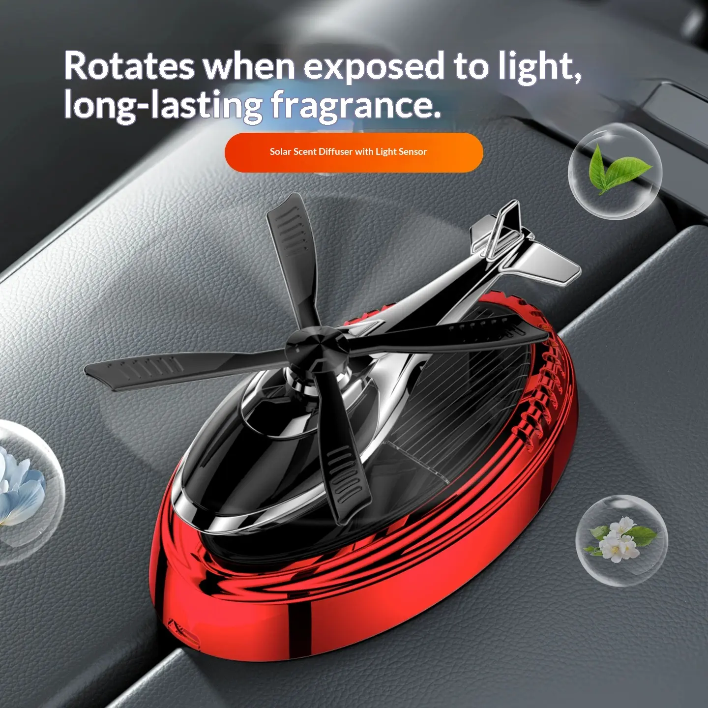 Car-mounted solar-powered airplane-shaped perfume ornament for car dashboard, new interior decoration with creative fragrance