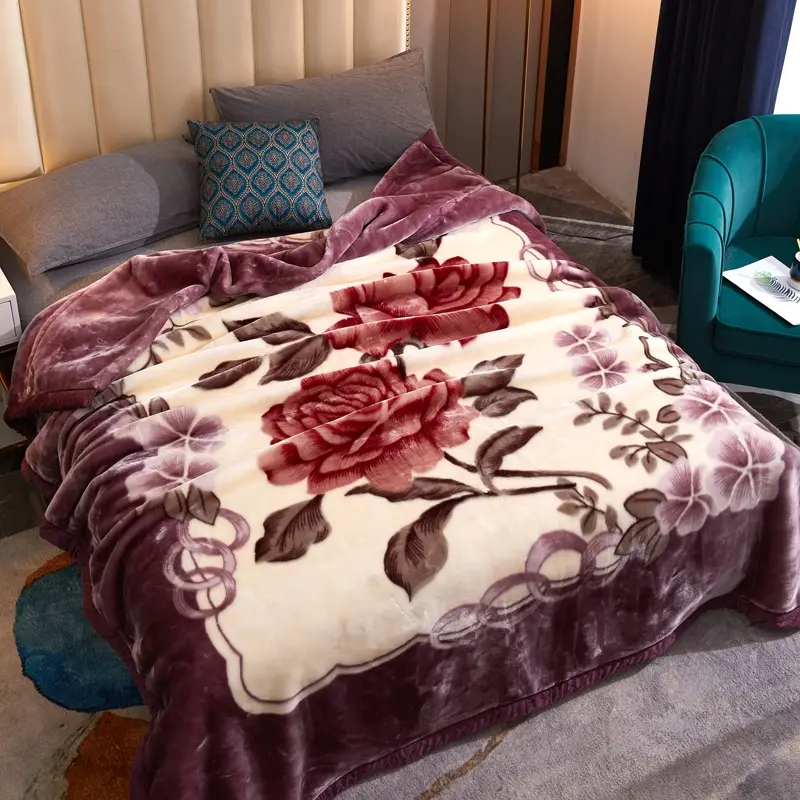 1pc Printed Pattern Lashel Warm Floral Print Throw Blanket, Cozy throw blankets - Ultra-soft, Warm, Thick, Suitable for Sofa, Bed, Ideal Seasonal Gift, Multiple Styles, Blanket for Couch, for Autumn and Winter
