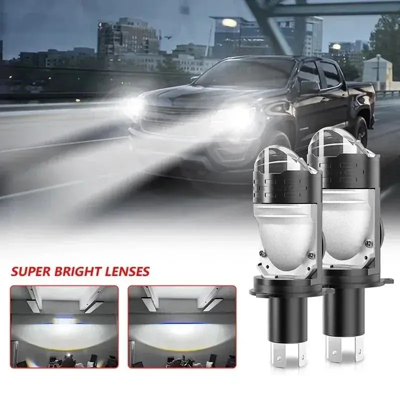 OKCKMK 2026 New H4 White LED Headlights, HD Lens LED Car Lights, 800% Brightness Increase, Non-destructive Installation, 6000K Cool White Light, 30,000 lm, Supports CANBUS, Suitable for Cars, Motorcycles, Off-road Vehicles,Plug-and-Play bombillos