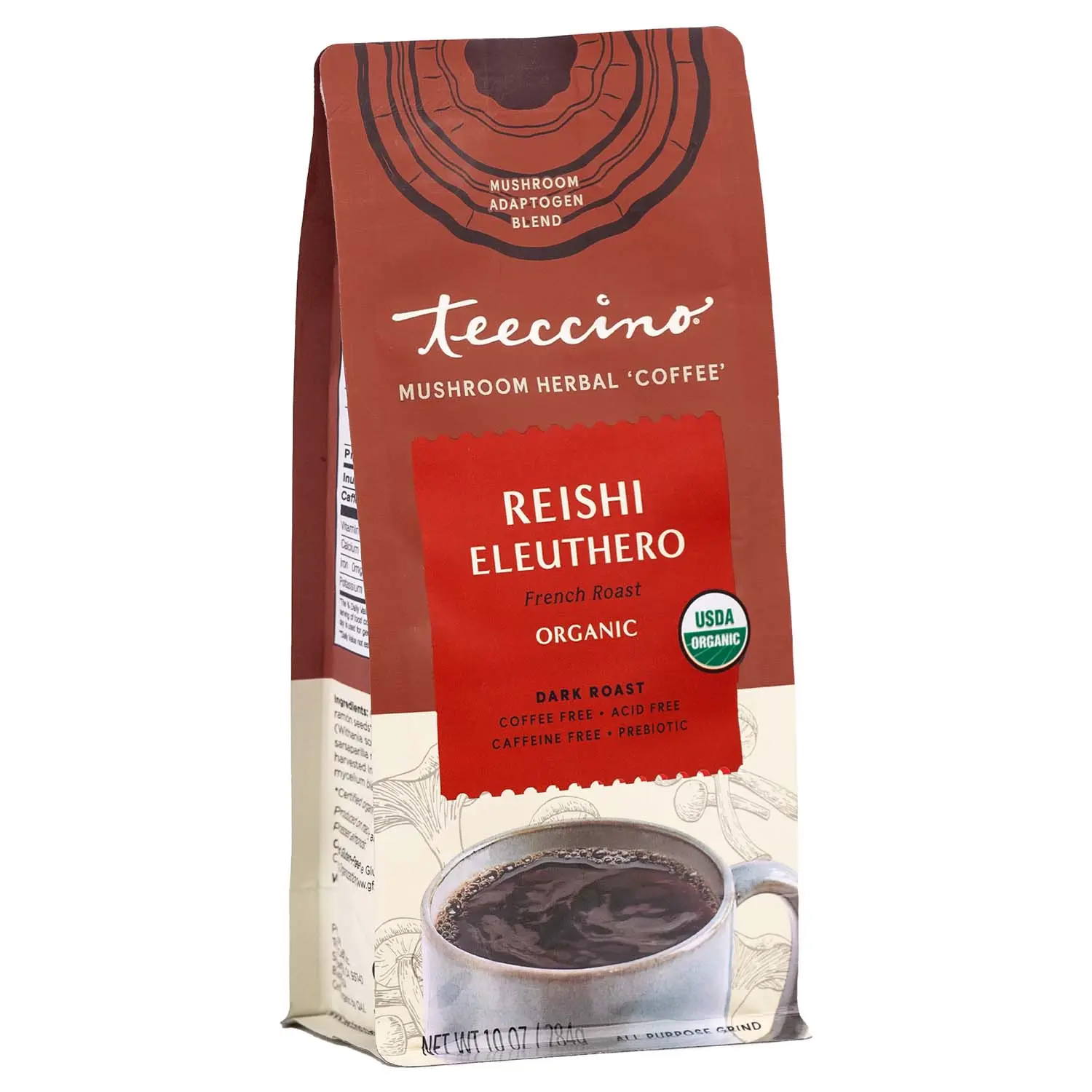 Reishi Eleuthero French Roast Mushroom Herbal Coffee Beverage Dark roast