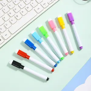 8pcs Small Board Pen Set, Erasable Marking Pens, Dry Erase Markers for Kids, Colored Whiteboard Accessories, Water-Based Logo Printing Tape Brush