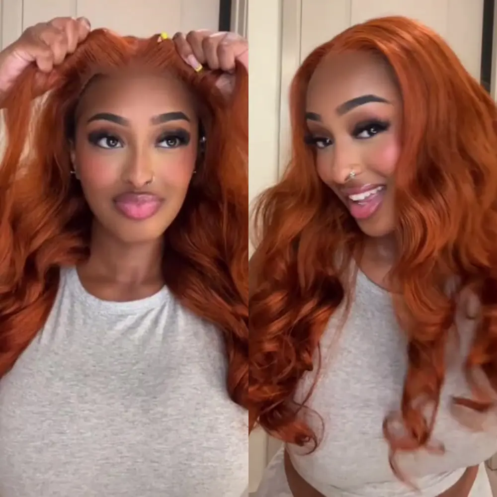 【13x6 Copper】Alipearl Hair Copper Orange Wig Pre Cut 13x6 Lace Closure Wig Human Hair Body Wave Glueless Pre Curled Wig#SummerFinds