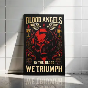 Warhammer 40K Blood Angels Poster – Grimdark Gothic Space Marine Art Print, Dark Fantasy Warrior Aesthetic Wall Decor, Epic Sci-Fi Battle Poster for Gaming Room & Man Cave