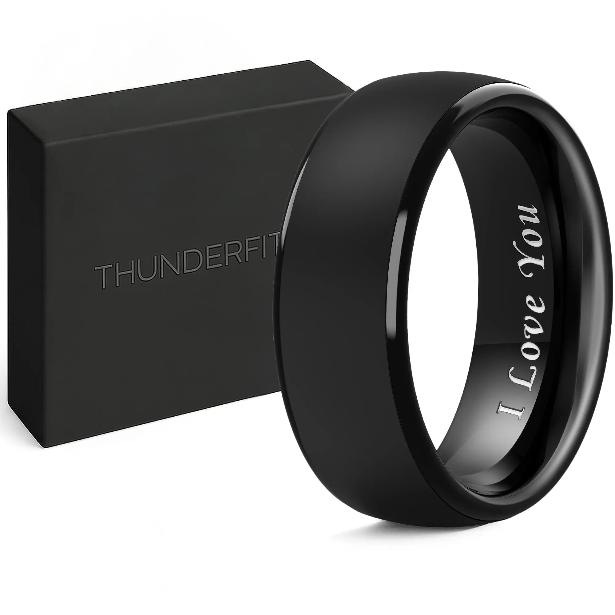 ThunderFit Silicone Rings Wedding Bands for Men, Plain and Engraved, Men’s Rubber Engagement Bands with Gift Box, 1-Pack