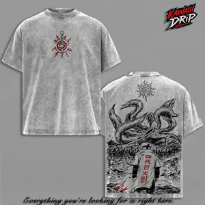 Minato Namikaze Vintage T-Shirt - Narutoo Anime Graphic Tee Vintage Washed Shirt Unisex Streetwear Top Fourth Hokage Anime Shirt Kurama Nine Tails Tee Narutoo Anime Clothing Gift for Anime Lovers Fans